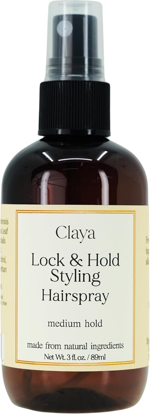 Claya Lock and Hold Styling Hairspray - Natural Ingredients, Plant-Powered Hold for Sensitive Skin | Medium Hold