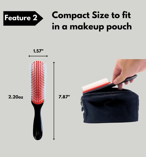 MDSTYLE Hair Brush - Curl Defining Detangler for Thick, Wavy & Coily Hair - 9 Row Design, Black Small