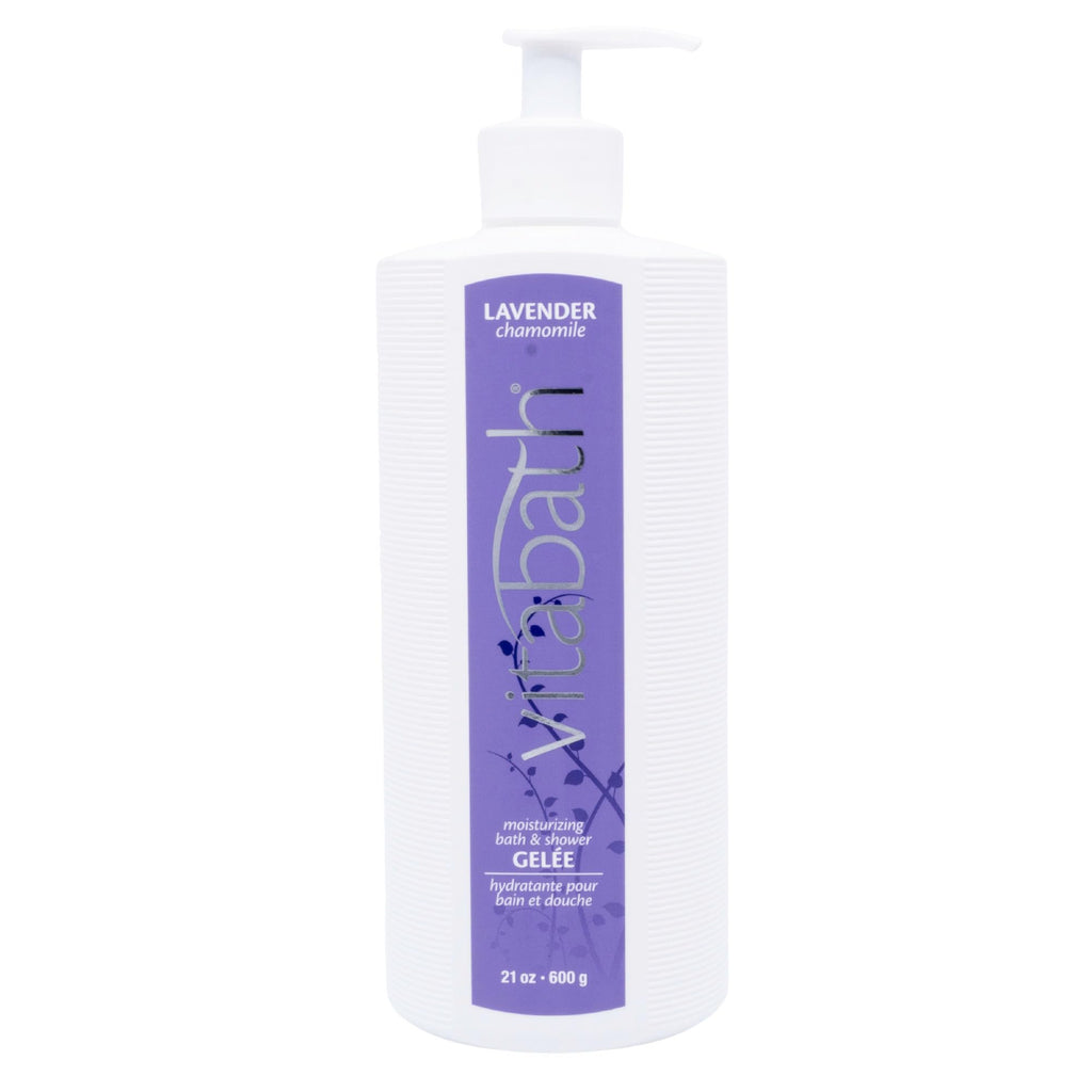 Vitabath Lavender Chamomile Moisturizing Bath & Shower Gel Wash Calming & Hydrating Botanical Skin-Softening Skincare, Body Cleanser & Foaming Gelee - 21 oz