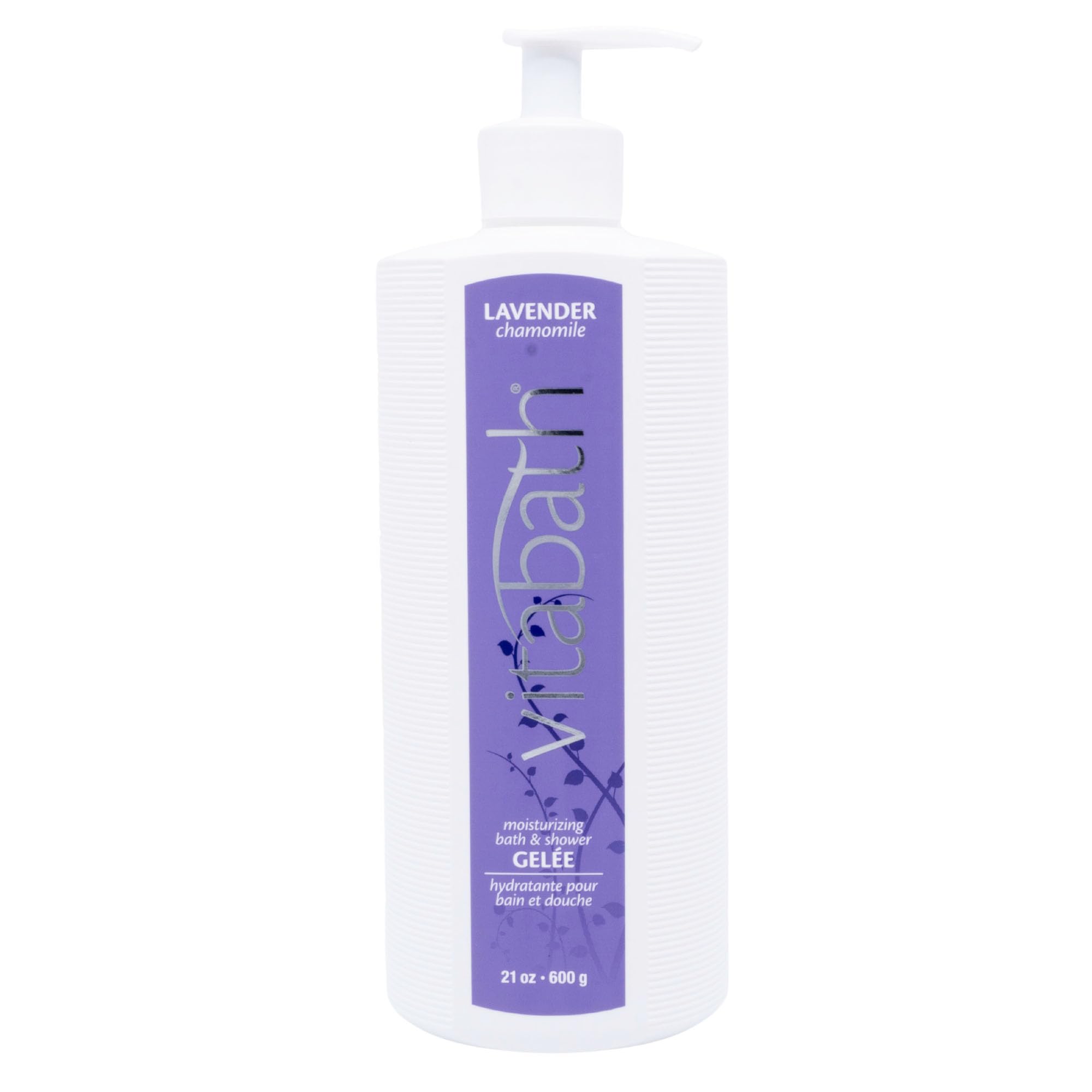 Vitabath Lavender Chamomile Moisturizing Bath & Shower Gel Wash Calming & Hydrating Botanical Skin-Softening Skincare, Body Cleanser & Foaming Gelee - 21 oz