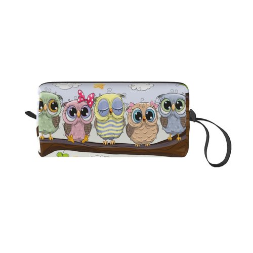 JKJOJIA Cute Owl Makeup Bag Organizer Small Cosmetic Bags Portable Travel Toiletry Bag With Handle Simple Accessories Storage Zipper Pouch For Women Girl