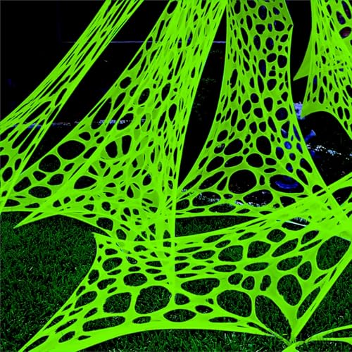 Giant Green Halloween Spider Web Netting - 1400 Sqft Outdoor Decoration with Glow in The Dark Spider, 48FT x 4FT Variation of This Listing