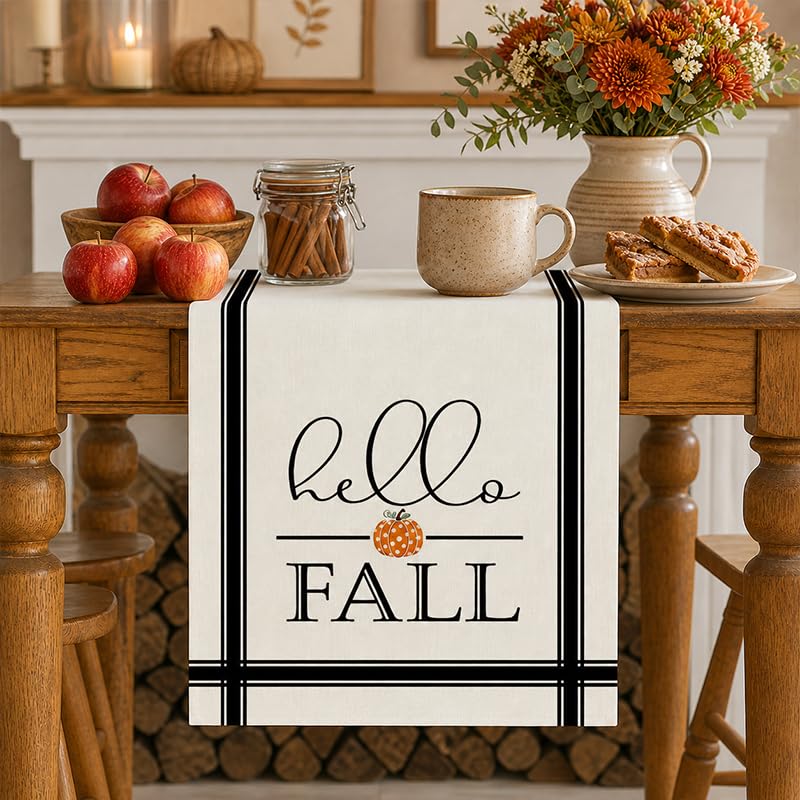 Fall Pumpkin Table Runner 13 x 72 Inch Seasonal Harvest Home Decor