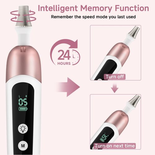 Electric Nail File Set, 9 in 1 Professional Manicure and Pedicure Kit, Cordless Nail Drill for Feet, LCD Display 10 Speeds Electric Nail Drill Machine, Hand Foot Care Tool