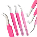3pcs Micro Grip Lash Tweezers Set – Curved Classic, Boot Volume & Lightweight Isolation for Eyelash Extensions, Stainless Steel, Non-Slip, Professional Fiber Tip Tweezer Application Kit