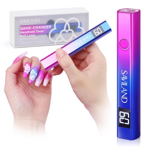 SAVILAND U V Light for Nails – Handheld UV Lamp for Gel Nails LED Nail Flash Cure Lamp Portable Mini Nail Dryer for Curing Gel Polish Glue USB Nail Art Flash Cure Light Home DIY Manicure (12W)