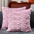 Halloween Pillow Covers 18x18 Inch Set of 2 Pink Bat with Black Eyes Faux Fur Plush Throw Pillow Cases for Sofa Bed Couch Home Decor Variation of THIS listing