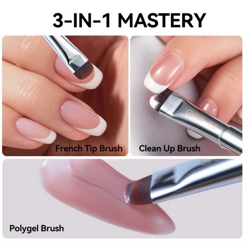 GSWOI French Tip & Nail Cleaning Brush - Dual Function Gel Polish Clean Up Tool with Custom Firm Bristles for Professional Manicure (F18)