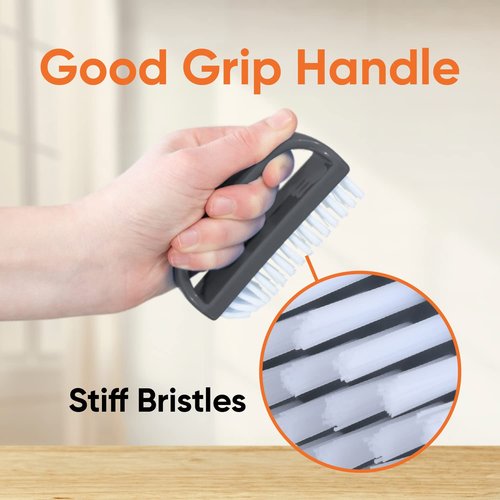 Superio Stiff Nail Brush for Cleaning Fingernails Small Scrub Brush with Handle, Cleaning Brushes for Hands, Toes, and Nails (Black, 18 Pack)