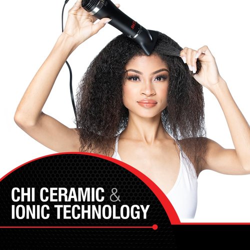 CHI Volumizer 4-in-1 Blowout Brush | Ceramic Ionic Hair Dryer with 4 Attachments, 1000W, Black