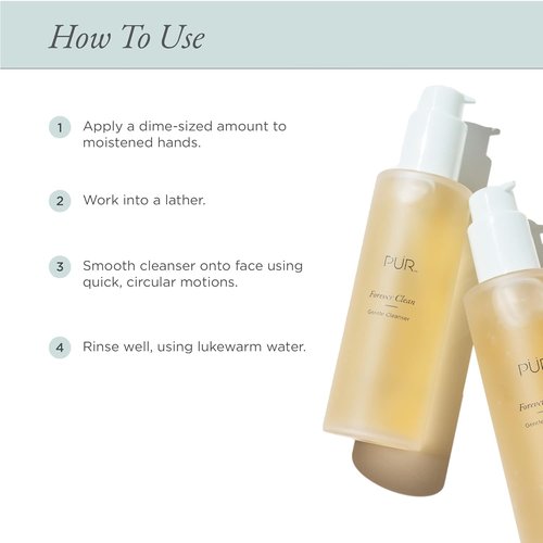 PÜR MINERALS Gentle Facial Cleanser - Sulfate-Free Vegan Makeup Remover with Green Tea & Aloe Vera