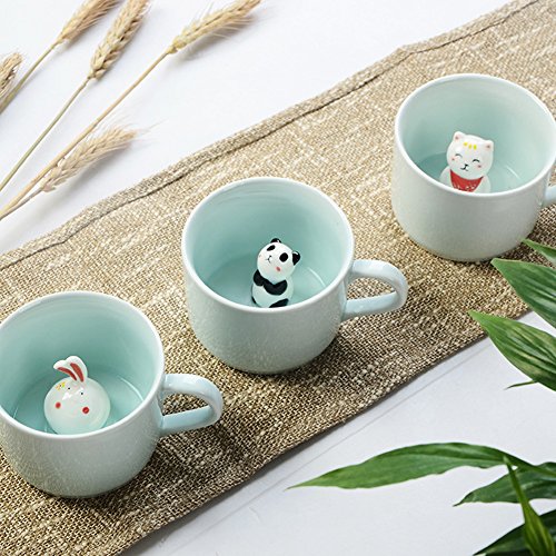 Cute 3D Animal Coffee Mug - Bear Inside Ceramic Teacup for Kids & Adults - 8 oz