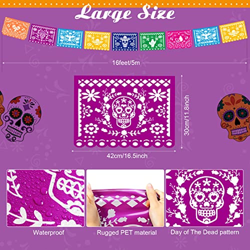 Mexican Party Decorations Set with Marigold Flowers & Banners - Orange & Yellow - Dia De Los Muertos & Fiesta Decor