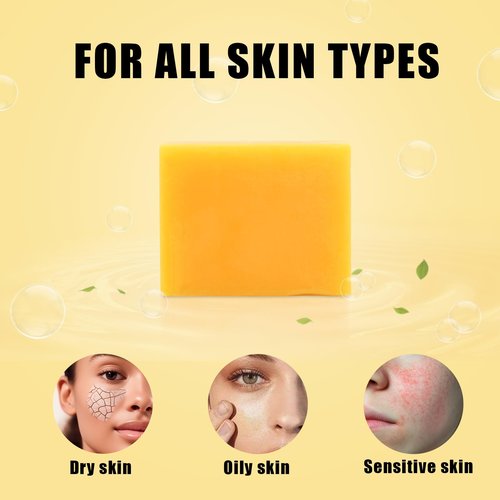 Umpeimvon 3 Pack Turmeric Soap Bar for Face & Body Cleanser, Organic Turmeric Soap, Smooth Skin and Moisturizing, All Natural Tumeric Soap, Handmade Turmeric Face Soap Ginger Soap, 3.53oz × 3