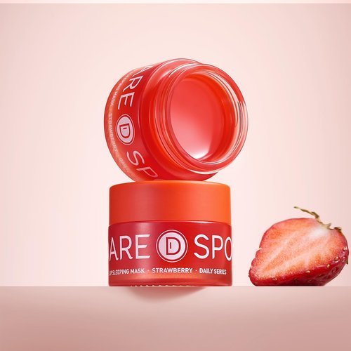 SPODARE Sleeping Lip Mask Strawberry - Overnight Lip Treatment, Lip Care Hydration, Repair for Dry Cracked Lips, Vitamin C, Soft and Nourished Lips Overnight, Christmas, with Shea Butter - 0.42 Fl Oz
