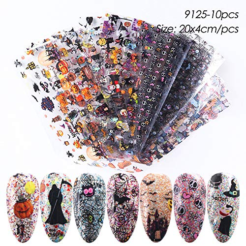 Halloween Nail Foil Set 10 Pcs Fall Nail Art Decals Transfer Stickers