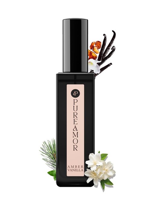 PUREAMOR Amber Vanilla Perfume - Long Lasting Coffee Scented Fragrance | 0.7 oz Travel Size Eau de Parfum