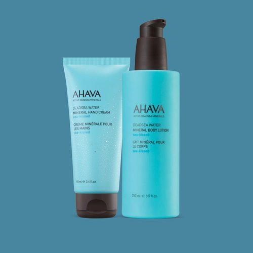 AHAVA Sea-Kissed Hand & Body Care Set – Includes Hand Cream (100ml) & Body Lotion (8.5 Fl.Oz) | Enriched with Dead Sea Minerals, Magnesium & Refreshing Sea-Kissed Fragrance