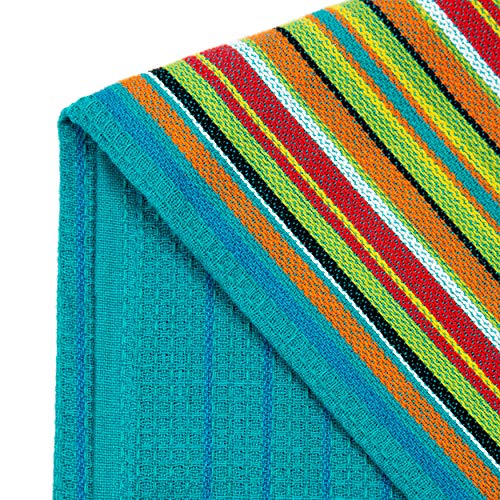 Cotton Craft Salsa Stripe Kitchen Towels Set - 12 Pack Multi-Color 16x28 Inches