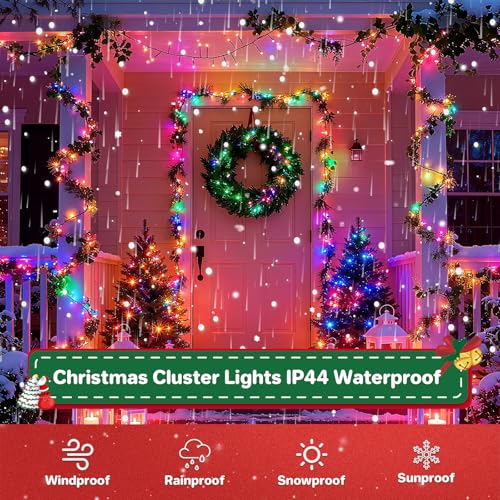 Multicolor Christmas Cluster String Lights 52FT 800 LEDs Indoor Outdoor