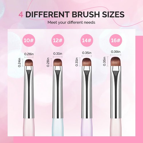 MelodySusie 4Pcs Dual-Ended French Nail Brush and Dotting Pen Set, Size #10#12#14#16 with Brush Holder, for French Tips Nail Clean Up and Nail Dotting