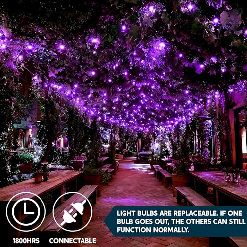 Purple LED Halloween String Lights - 100 Count, 26FT Green Wire, Indoor Outdoor Decor Variation of THIS listing