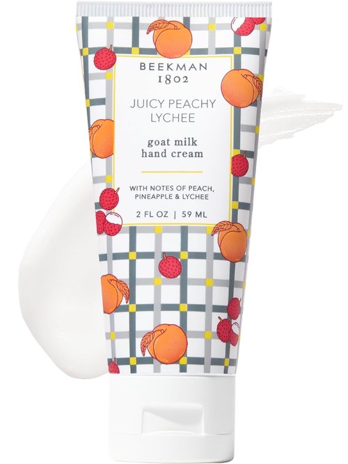Beekman 1802 Goat Milk Hand Cream - Juicy Peachy Lychee Scent - 2 oz Moisturizing Lotion for Dry Skin