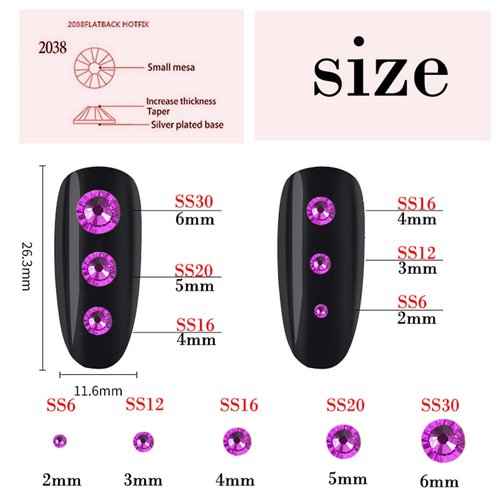 1440 Pcs SS20 5mm Flatback Rhinestones for Nails Art Crafts Glitter Round Gems Crystals DIY Clothes Shoes（Light Purple)