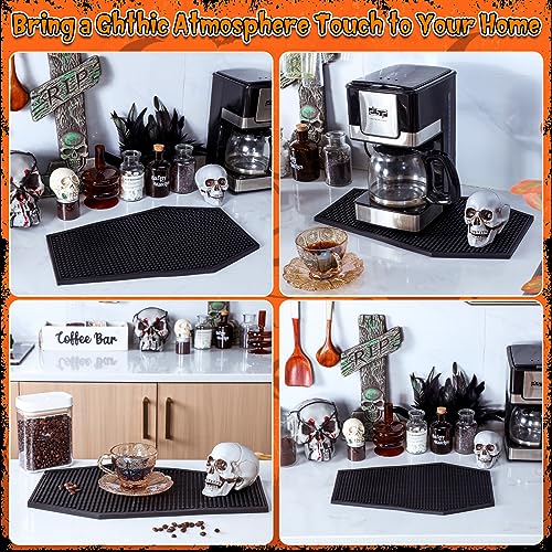 Gothic Coffin Bar Mat for Countertop - Rubber Spill-Resistant 17x11 Inches