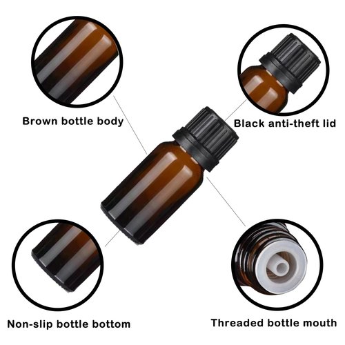 DZREVEOTA 24 Pack 10ml Amber Glass Essential Oils Bottles Empty Glass Dropper Vials Sample Bottle With Orifice Reducer and lid,for Aromatherapy Oils (Amber, 10ml)