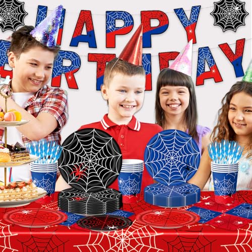 122-Piece Spider Web Party Supplies Set for Halloween and Birthday Celebrations