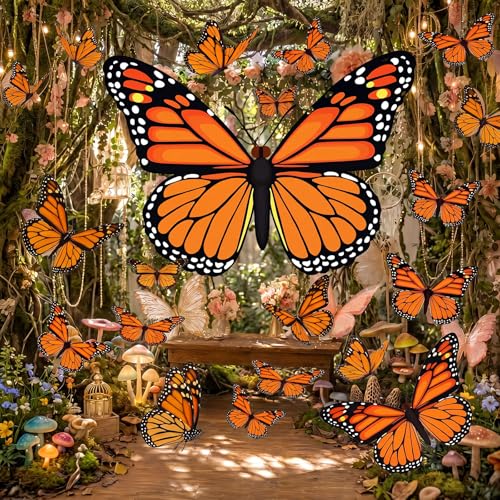 Monarch Butterfly Decoration Kit - Large Halloween Photo Wall & Party Decor