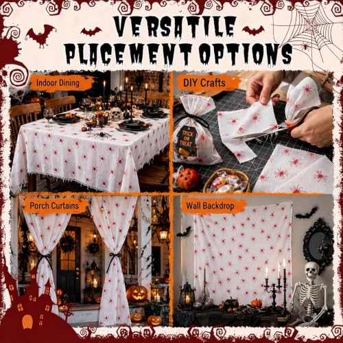 Halloween Skeleton Tablecloth 84.6 x 108.3 Inches Creepy Skeleton Print Cover for Party & Decorations