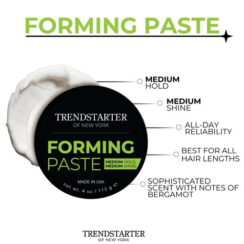 TRENDSTARTER - FORMING PASTE (4oz) (PACK OF 2) - Medium Hold - Medium Shine - Lightweight Water-Based Hair Pomade Cream - Flake-Free Hair Paste for All Hair Types