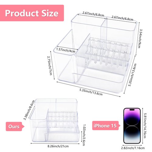 Nail Drill Holder, 21 Holes Nail Drill Machine & Bits Storage Box, Acrylic Nail Drill Bit Holder Professional Nail Tools Organizer, Nail Desk Organizer for Nail Tech