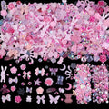 Pink Nail Art Charms Kit - 100pcs Resin Gems & Flatback Rhinestones