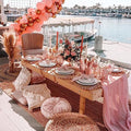 Dusty Rose Chiffon Table Runner Set - 10 Pieces 27x120 Inches Rustic Wedding Decor