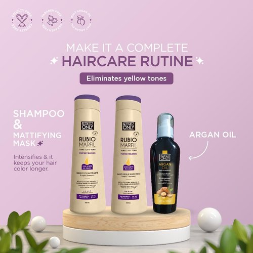 Blondz Only Kit 3 Shampoo,Toning Mask and Argan Oil Blonde Pearl Ivory (Beige)