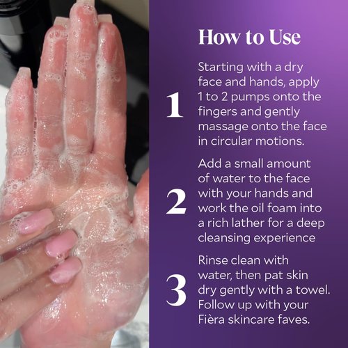 FIÈRA Oil to Foam Daily Facial Cleanser – Truffle Oil Complex, Fermented Plant Oils & Glycerin, Moisturizing and Nourishing, Soap-Free, Cruelty-Free, All Skin Types, 110ml 3.88 fl oz