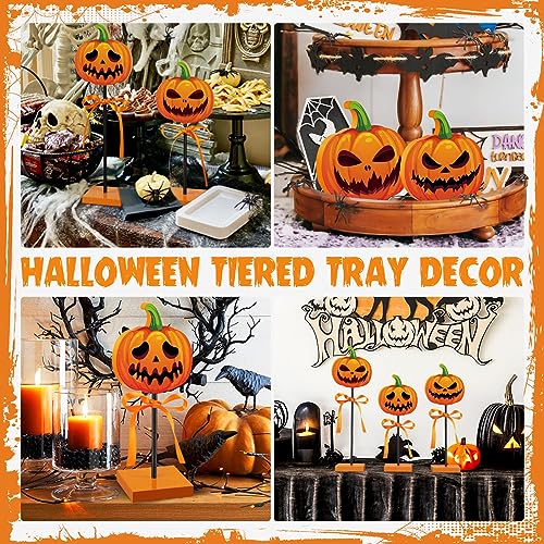 Halloween Wooden Pumpkin Signs - 3 PCS Autumn Fall Table Decor - Pumpkin Variation