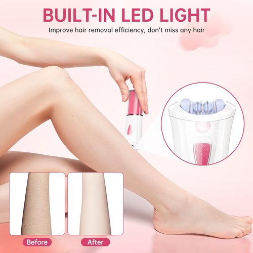 Epilators Hair Removal for Women with LED Light, 2026 New Cordless Electric Tweezers Hair Removal Device for Face, Painless Smooth Glide Epilator for Face/Arm/Bikini Area/Legs/Underarm (Pink)