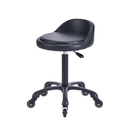 Rolling Salon Stool Chair with Back Support Hydaulic Height Adjustable on Swivel Wheels Heavy Duty for Hair Cutting Esthetician Tatto Beauty Spa Bar Lab Clinic Kitchen Office Home (Black)