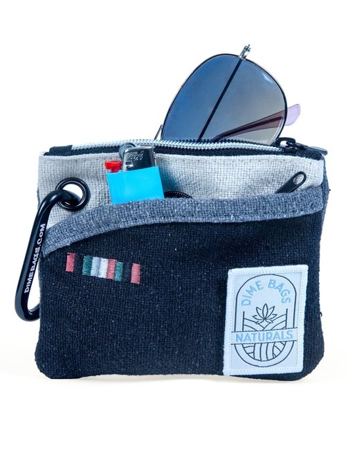 Dime Bags Heirloom Padded Travel Pouch with Ring to Attach Keychain, Interior Padding Gear Protection, Multiple Compartments for Safe Packing, 100% Nepali Hemp (5 Inch, Charcoal)
