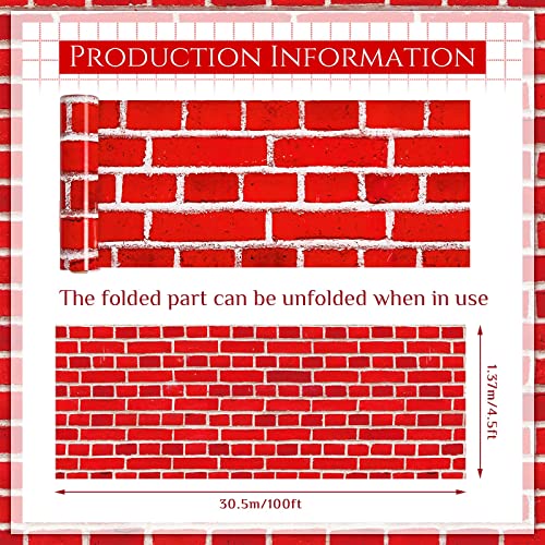 Red Brick Wall Backdrop Tablecloth Roll - 54 Inch x 100 ft for Party & Decor