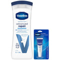 Vaseline Intensive Care Lotion, Unscented, Advanced Repair – Non-Greasy Moisturizer for Extremely Dry Skin + Advanced Lip Therapy Tube