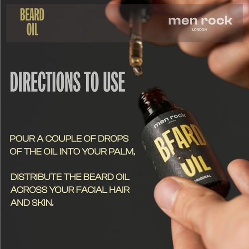 Men Rock Beard Oil - Original Grapeseed & Vitamin E Formula - 1 oz Facial Hair Conditioner