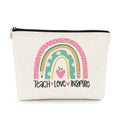 EXUQO Teacher Gifts,Teacher Makeup Bag,Appreciation Thank You Gifts for Teacher,Teach Love Inspire Pink Rainbow Teacher Gifts Cosmetic Bag,Teachers Day Gift,Birthday Gift Cosmetic Bag Organizer