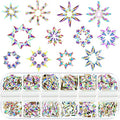 12 Styles 360 Pcs Rhinestones Nail Art Gems Multi Shapes Flat Back Crystals for DIY Nails