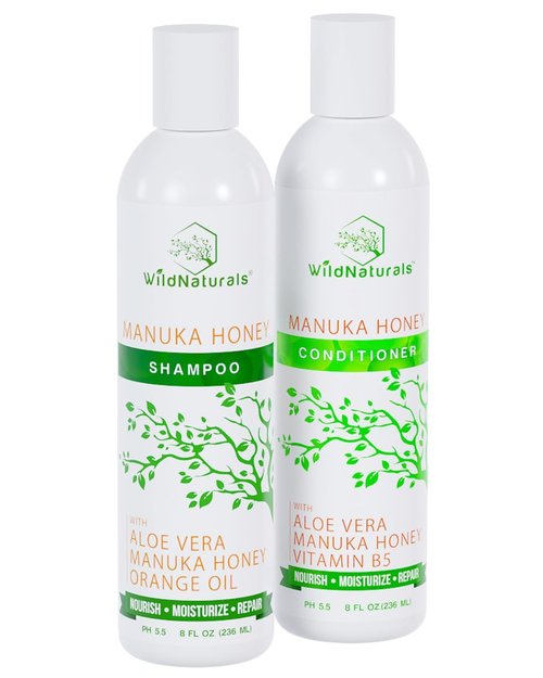 Manuka Honey Shampoo & Conditioner Set - Soothing Moisturizing Formula for Eczema & Curly Hair
