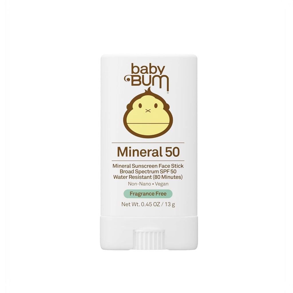 Sun Bum Baby Bum Mineral SPF 50 Sunscreen Stick - Unscented UVA/UVB Protection for Sensitive Skin - Travel Size 0.45 Oz